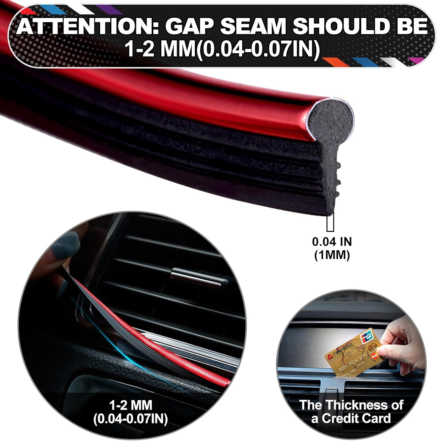 Accesorios Coche Interior Molduras Decorativas Accesorios Para Coche, 5 Metros Decoracion Interior Pegatina Líneas De Molduras (Rojo)