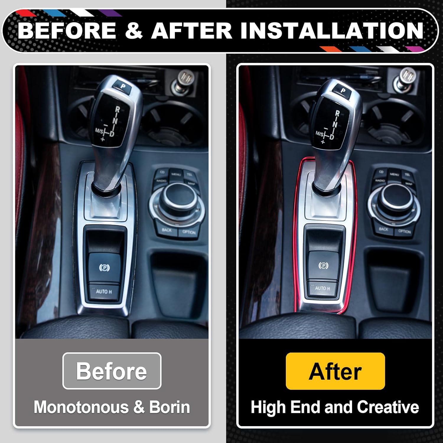 Accesorios Coche Interior Molduras Decorativas Accesorios Para Coche, 5 Metros Decoracion Interior Pegatina Líneas De Molduras (Rojo)