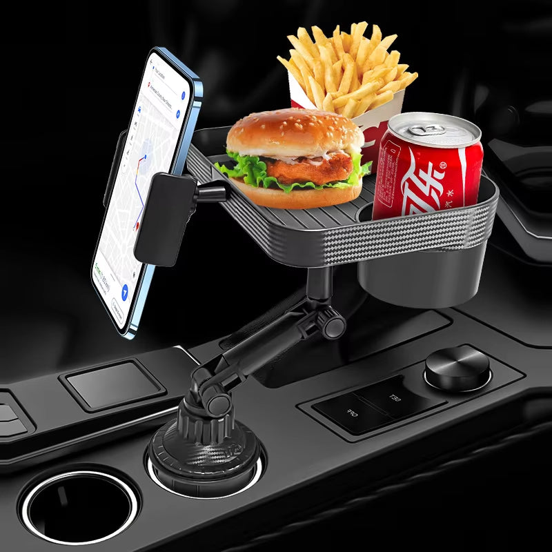 Adjustable Car Cup Holder Tray 360 Degree Rotatable Car Table for Phone Slot Food Organized Drink Holder in Car Accesories