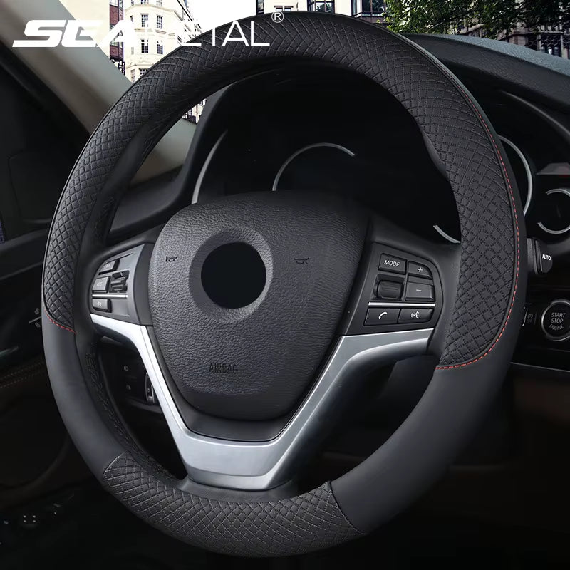 Universal Car Steering Wheel Cover for 37-38Cm Steer Wheel Faux Leather Breathable Car Wheel Cover Interior Auto Accessories