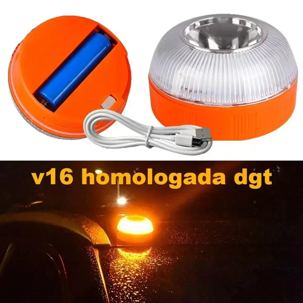Luz de Emergencia para Coche V16 – con Inducción Magnética, Señal de Advertencia Estroboscópica Homologada DGT