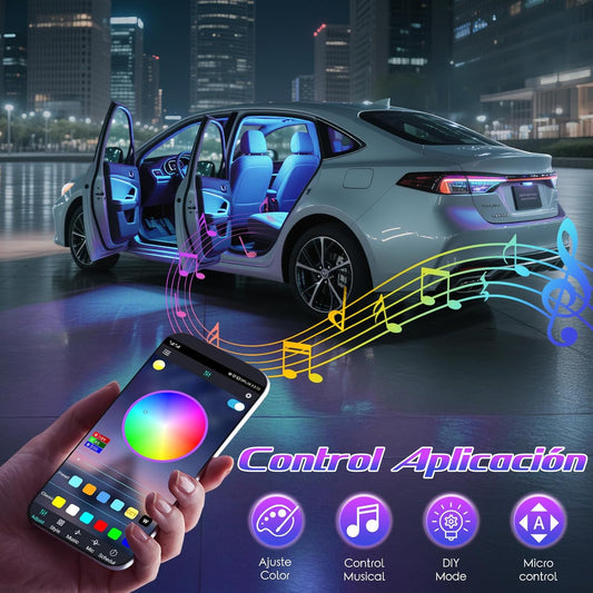 Winzwon Luces LED Coche Interior,Car Accessories App Control, Regalo Para Dia De La Madre, Hombre, Mujer, Luces Con Puerto USB, Car Ambient Lights (1)